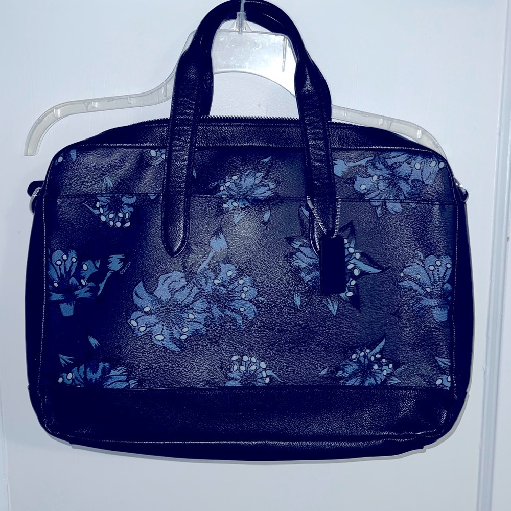 Coach briefcase, tropical flower print